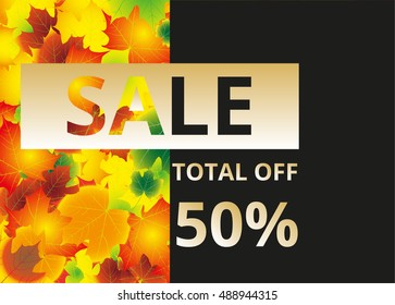 seasonal autumn sales background with colored leafs