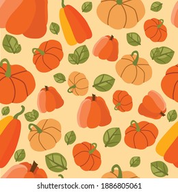 Seasonal autumn seamless pattern. Vector illustration For fabrics, greeting cards, wallpapers, gift wrapping paper, web page backgrounds