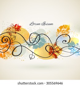 Seasonal background with autumn leaves.