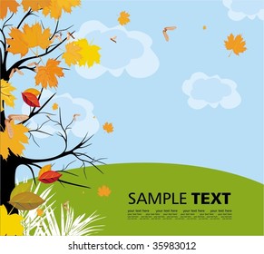 Seasonal background with gold falling leaves