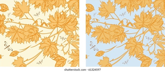 Seasonal background with gold falling leaves