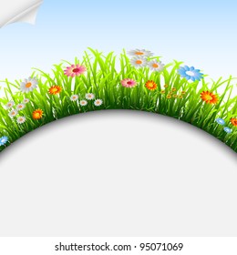 Seasonal background with grass and flowers.Vector eps 10