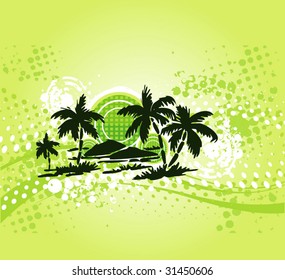 Seasonal background with palm-island