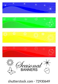 seasonal banners in bright colors. Also available as jpeg.