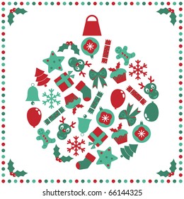 seasonal christmas card with frame and decorations