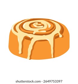 Seasonal cinnamon roll vector illustration in flat style. Hand drawn cinnamon bun for autumn banners and social media posts
