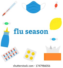 Seasonal cold or flu. Set of flat images. Vector illustration