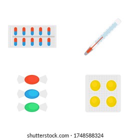 Gripe o resfriado estacional. Conjunto de imágenes planas. Ilustración del vector