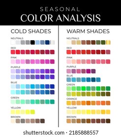 Seasonal Color Analysis Color Palette with Cold and Warm Color Shades