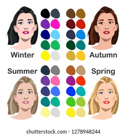 Seasonal Color Analysis Set Vector Girls Stock Vector (Royalty Free ...