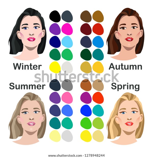 Seasonal Color Analysis Set Vector Girls Stock Vector (Royalty Free ...