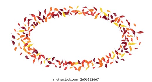 Seasonal colorful dry leaves vector illustration. Russet yellow maroon shades dry autumn leaves vibrant botanical background. Nostalgic tree foliage outdoors illustration.