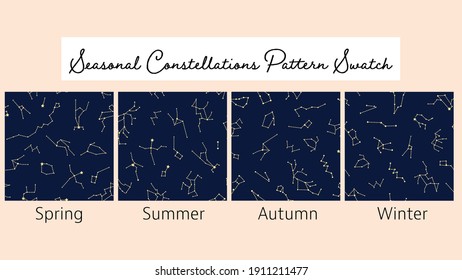 seasonal constellation seamless pattern swatch set