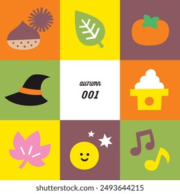 seasonal cute vector illustrations set autumn