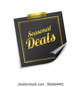 Seasonal Deal Golden Sticky Notes Vector Icon Design