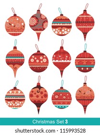 Seasonal decorative set with various Christmas balls