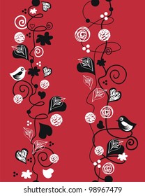 Seasonal decorative vertical patterns with doodle elements