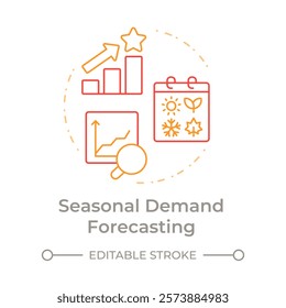 Seasonal demand forecasting duo tone concept icon. Analyzing historical sales data. Benefit of MRP II. Round two color outline illustration. Abstract vector design. Easy to use in booklet