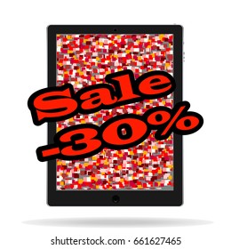 Seasonal discounts on the device. Sale and discounts. Vector illustration. Selling banner. Sale discount