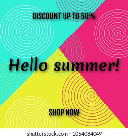 Seasonal discounts.  Summer banner  for online shopping, advertising actions, magazines . Vector illustration.
