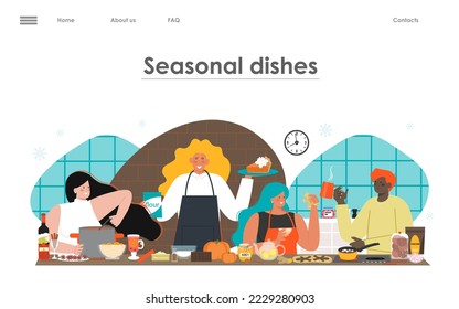 Seasonal dish recipe online service landing page