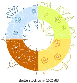 Seasonal elements placed in a circle.