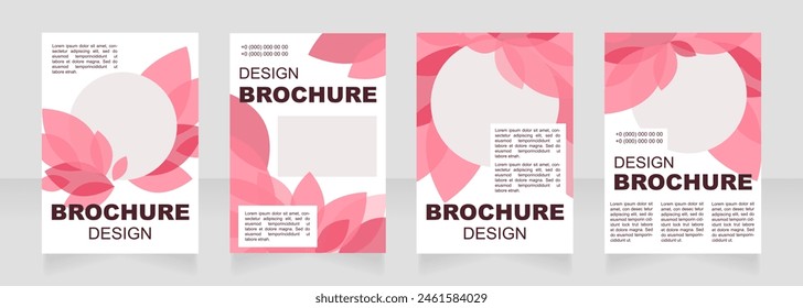 Seasonal event blank brochure layout design. Pink leaves. Vertical poster template set with empty copy space for text. Premade corporate reports collection. Editable flyer paper pages