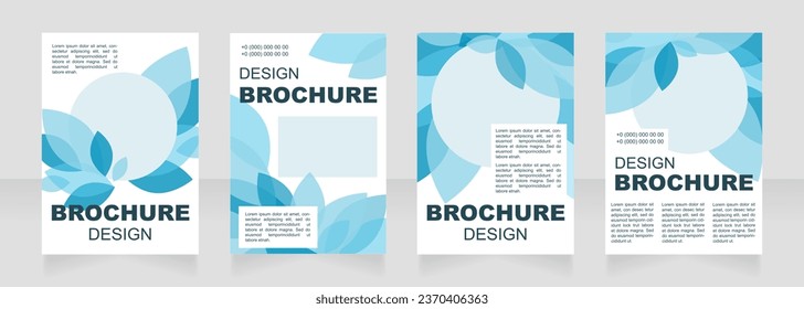 Seasonal event blue blank brochure layout design. Leaves decor. Vertical poster template set with empty copy space for text. Premade corporate reports collection. Editable flyer paper pages