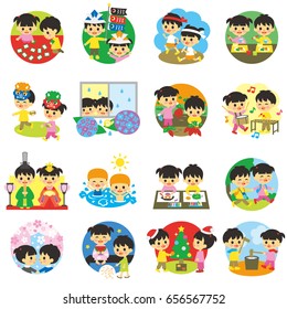 Seasonal events calendar in Japan, kids