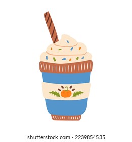 seasonal flavored product pumpkin latte coffee. vector illustration