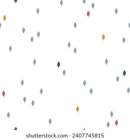 Patrón vectorial estacional floral sin costura con hojas dibujadas a mano lindas. Diseño de estilo escandinavo. Fondo divertido para prendas de vestir, tela, papel pintado, textil, embalaje, tarjeta, regalo, cubierta, papel envolvente.