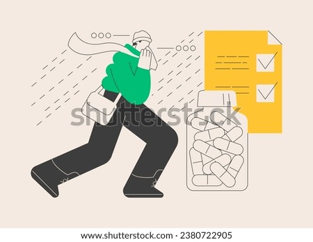 Seasonal Flu abstract concept vector illustration. Seasonal influenza virus, contagious respiratory illness, flu treatment recommendation, vaccination, acute infection symptoms abstract metaphor.