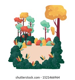 seasonal forest autumn landscape scene vector illustration design