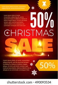 Seasonal Hot Sale. Best Hot Offer. Christmas Sale Poster Template. Vector illustration