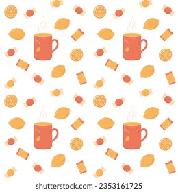 Seasonal illness seamless pattern. ````Flu or virus treatments concept