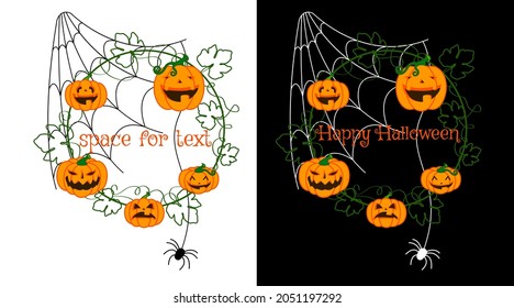 seasonal illustrations for halloween, stickers and covers, prints for clothes, backgrounds, pumpkins, ghosts, spider webs and spider