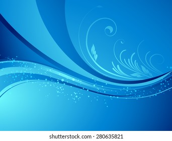 Seasonal  nature abstract background. Eco background. Vector floral pattern. Blue color. 