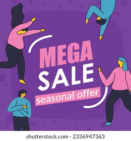 Seasonal offer for clients and customers of shops and stores. Sales and discounts, selling out and clearances. Shopping and buying products. Clients and customers Vector in flat style illustration