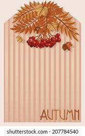 Seasonal old autumn card, vector illustration
