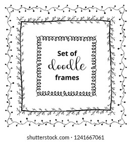 Seasonal ornaments. Doodle patterns. Decorative design elements. Ribbon, border, divider, pattern, symbol set. Doodle cartoon frame set.