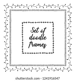 Seasonal ornaments. Doodle patterns. Decorative design elements. Ribbon, border, divider, pattern, symbol set. Doodle cartoon frame set.