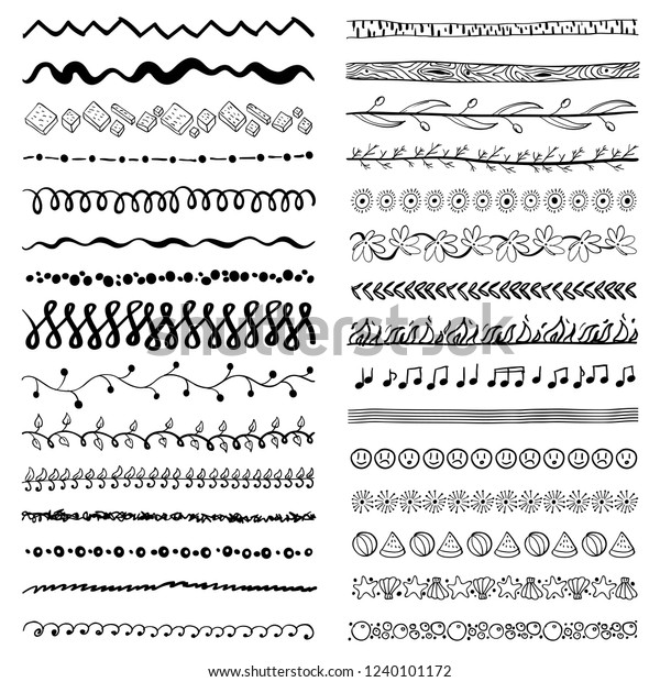 Seasonal ornaments. Doodle patterns. Decorative\
design elements. Ribbon, border, divider, pattern, symbol set.\
Doodle cartoon frame\
set.