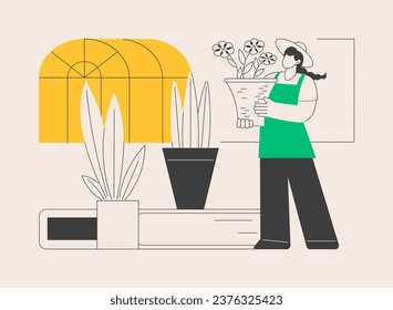 Seasonal planters abstract concept vector illustration. Garden decoration ideas, holiday planter, landscape designer, front door, subscription and delivery, planting flowers abstract metaphor.