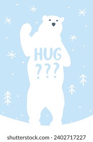 Seasonal postcard with polar bear