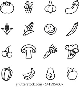 Seasonal product line icon set. Fruit, vegetable, organic food. Food concept. Can be used for topics like healthy nutrition, vegan or vegetarian diet