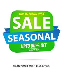 seasonal sale banner green.Vector illustration.