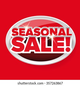 Seasonal sale button vector red lettering