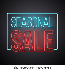 Seasonal sale illustration. Modern neon style vector design.