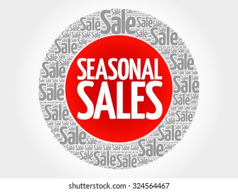SEASONAL SALES vector words cloud, business concept background