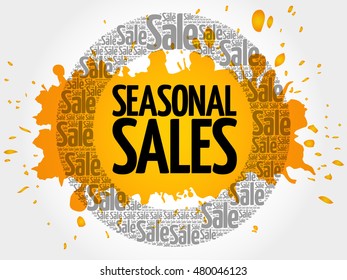 SEASONAL SALES words cloud, business concept background
